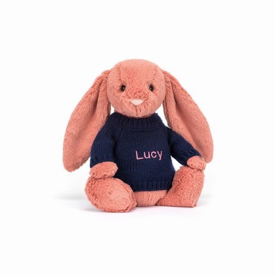 Jellycat Bashful Sorrel Bunny with Navy Jumper USA | 43069EIJA